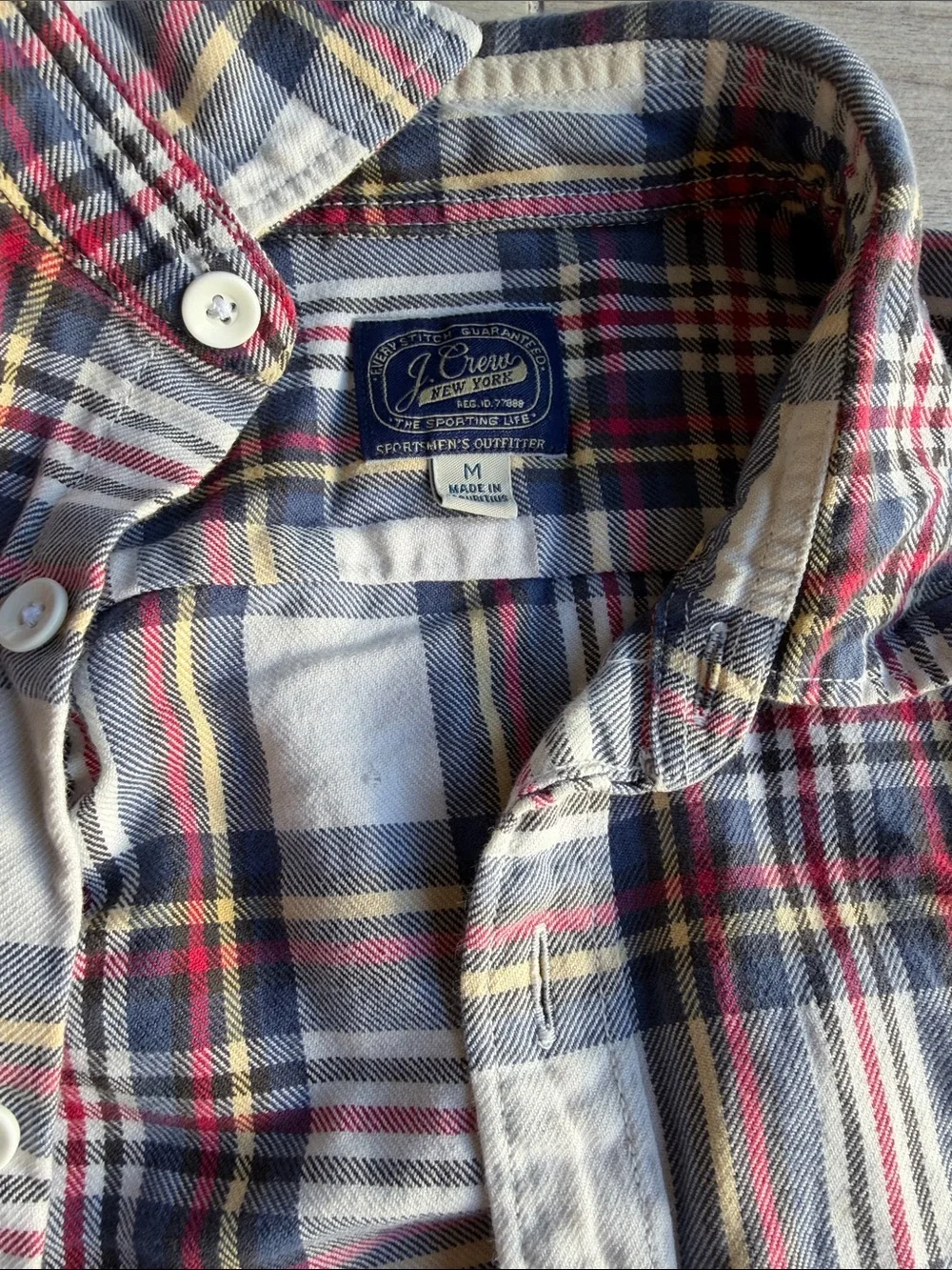 J. Crew Plaid Button-Down Shirt - Red, Navy & White